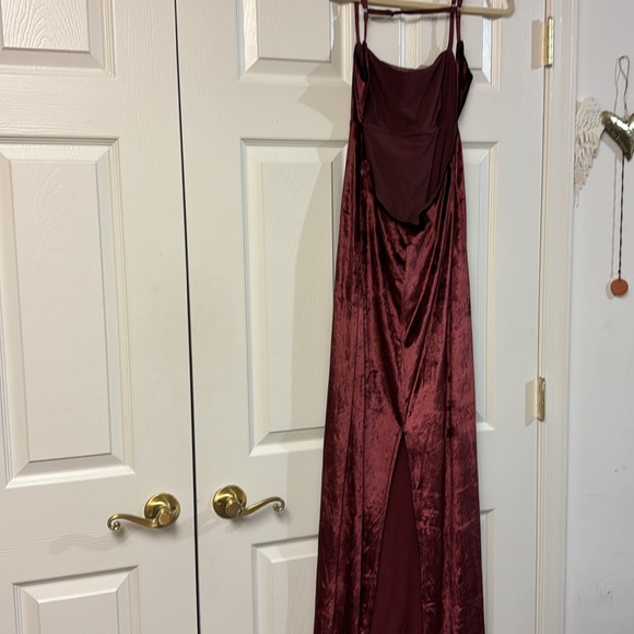 NWT Free People Karlie Double Dare Maxi Dress velvet wine burgundy low back 10 - Picture 8 of 14